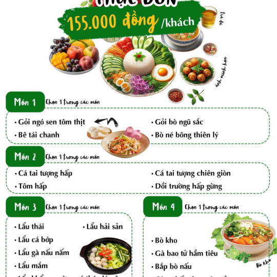 Thực Đơn Combo 4 - 155.000đ/khách